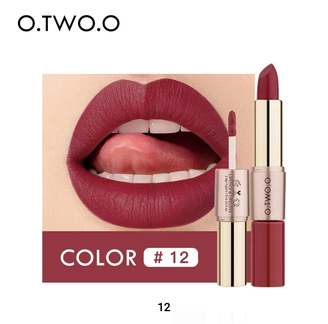 OtwoO 2in1 Waterproof Matte Lipstick + Lip Gloss