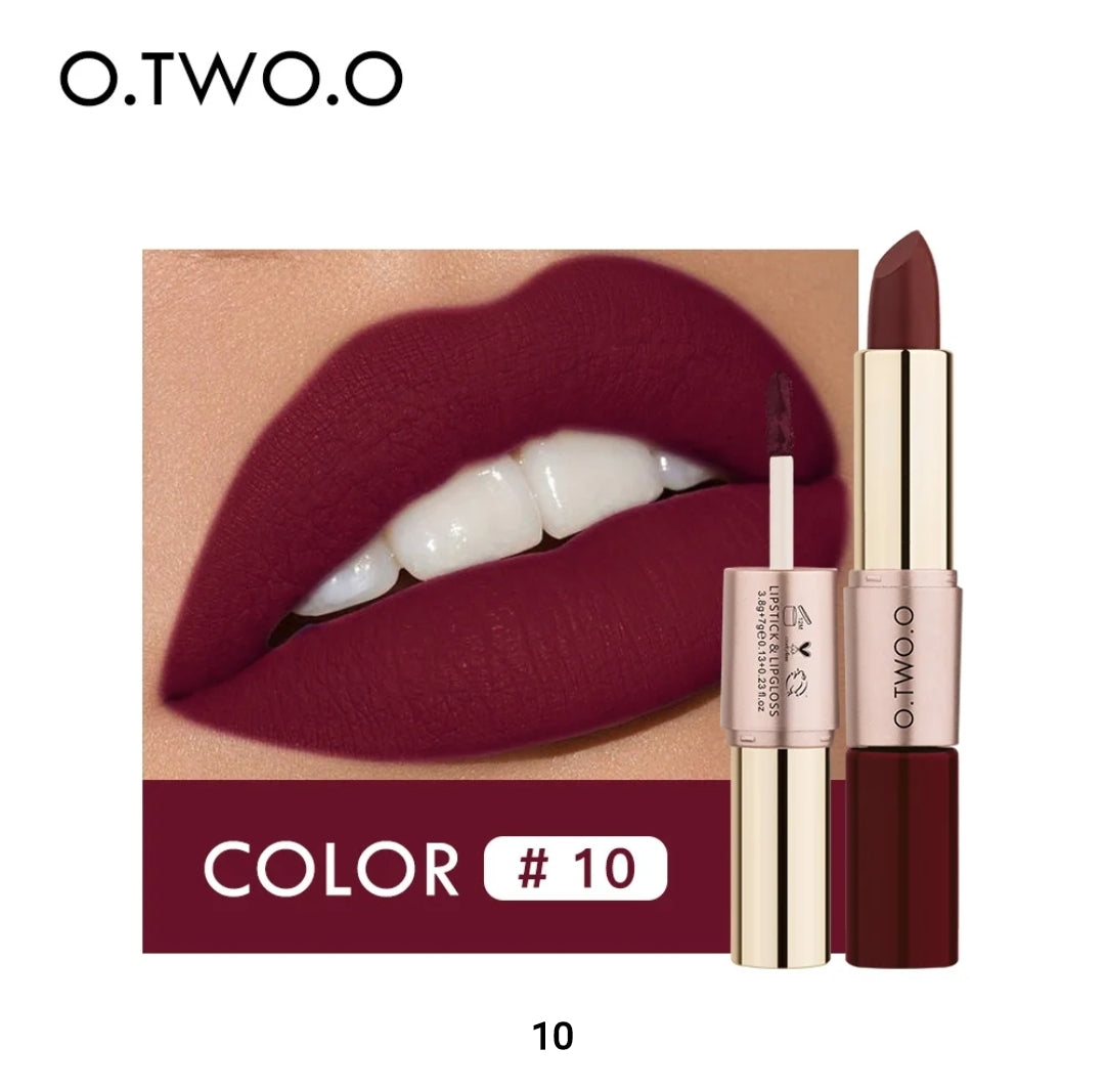 OtwoO 2in1 Waterproof Matte Lipstick + Lip Gloss